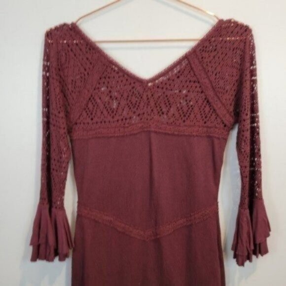 Free People City Girl Bodycon Crochet Lace Mini Dress Plumberry Burgundy Purple - Picture 12 of 12